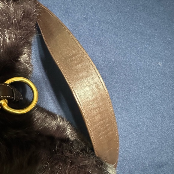 Vintage COACH Dark Brown Quilting Nylon with Fur Opening Shoulder Bag #3587 y2k - Picture 15 of 16